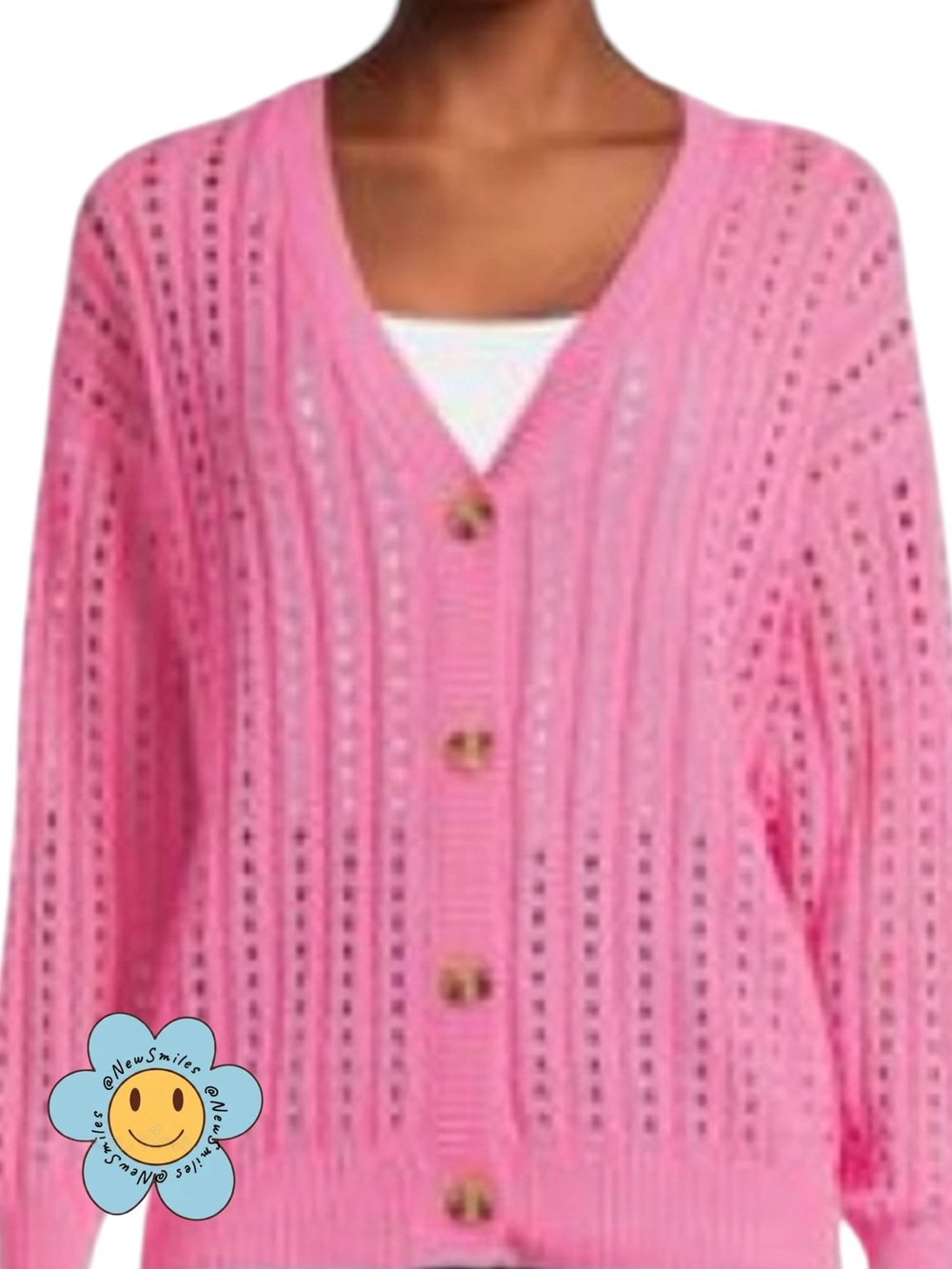 Time and Tru ~ Pink Cardigan ~ Open-Knit ~ Button Front ~ Excellent Condition